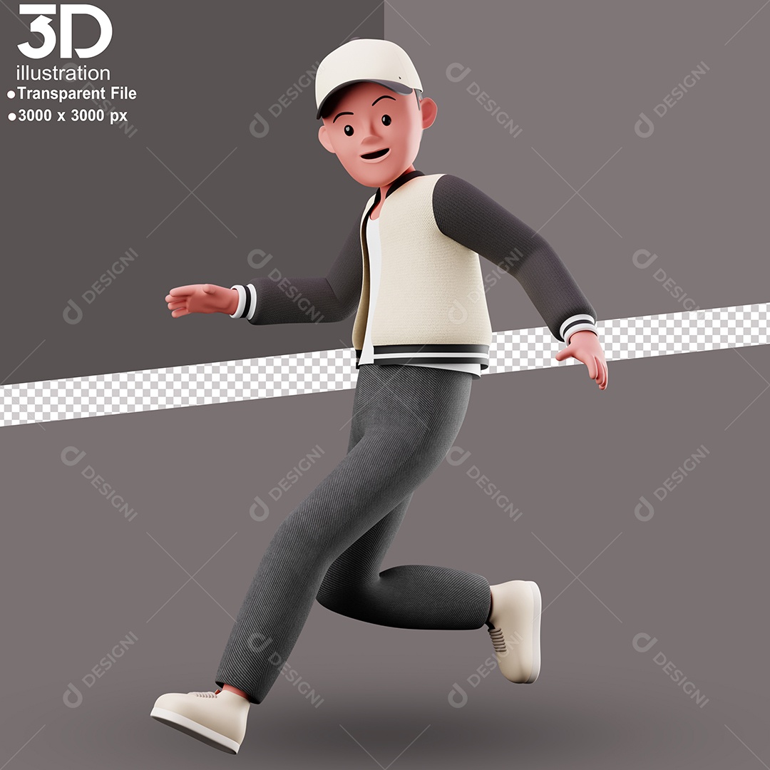 Personagem Dançando Feliz Elemento 3D para Composição PSD