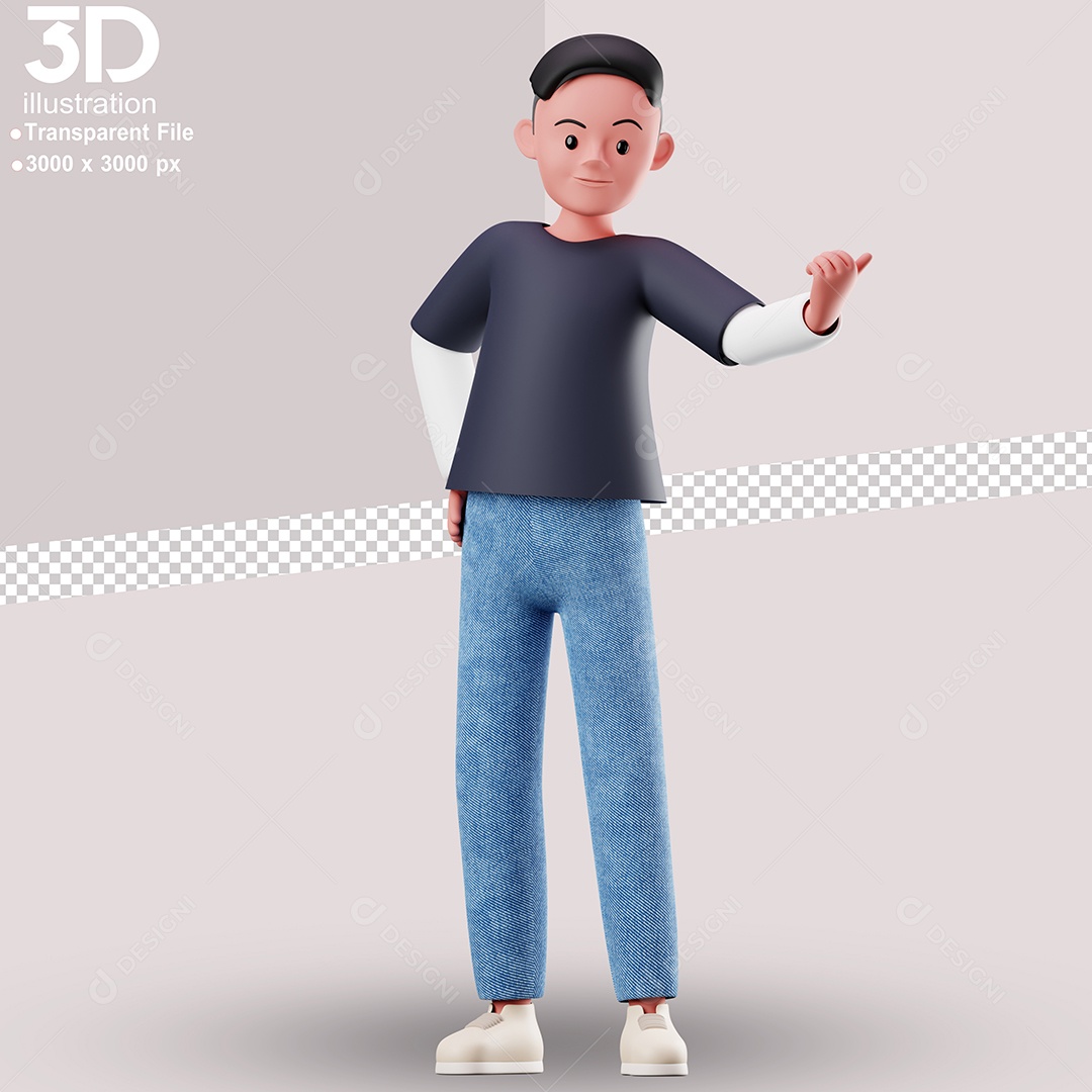 Personagem Chamando Alguém Elemento 3D para Composição PSD