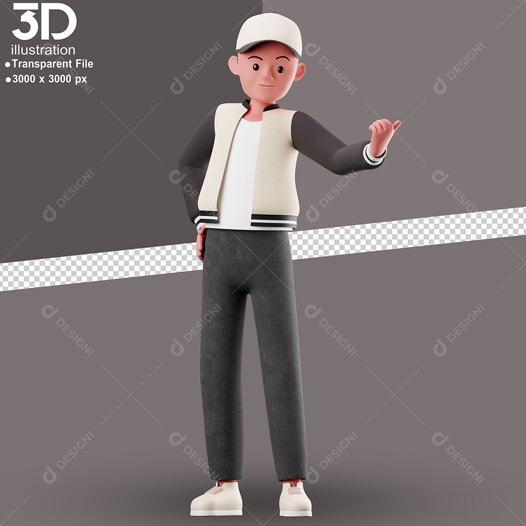 Personagem Chamando Alguém Elemento 3D para Composição PSD