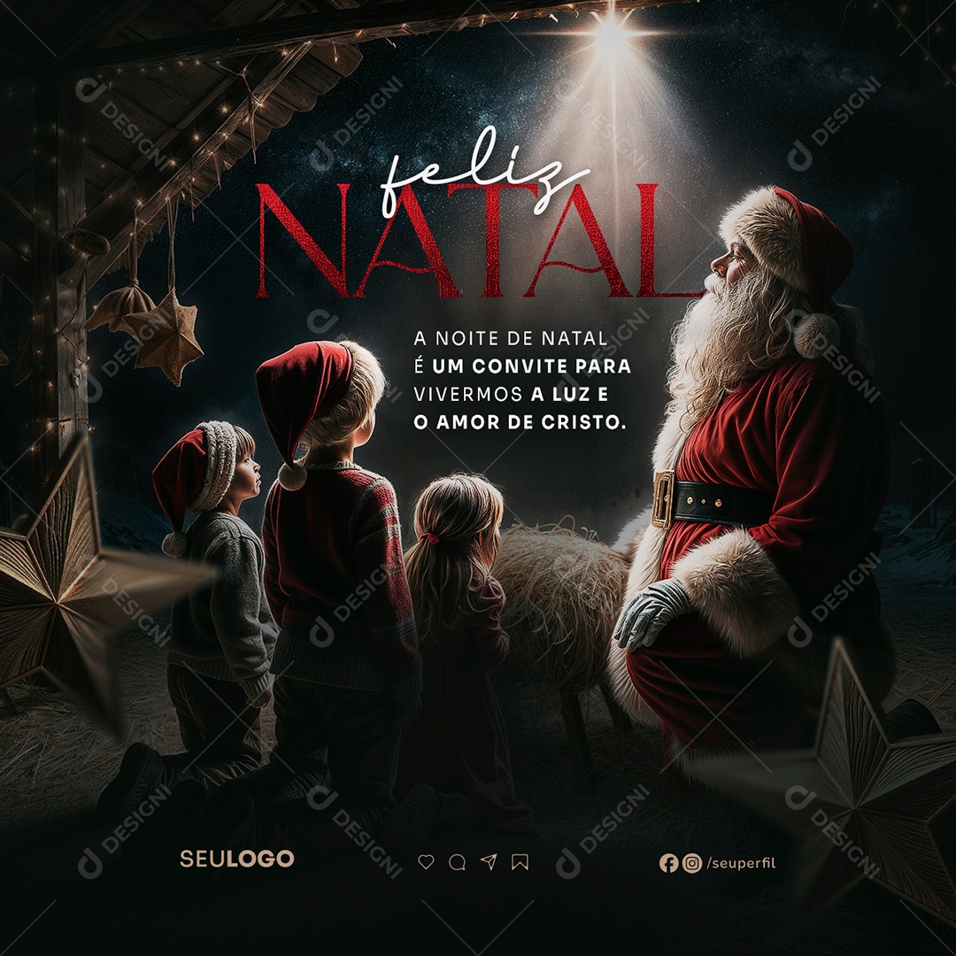 Feliz Natal 25 de Dezembro Noite de Amor e Paz Social Media PSD Editável