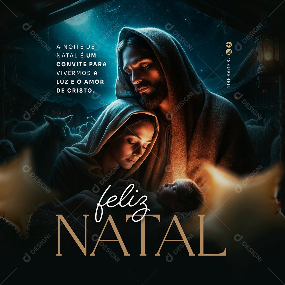 Feliz Natal Luz e Amor Media PSD Editável