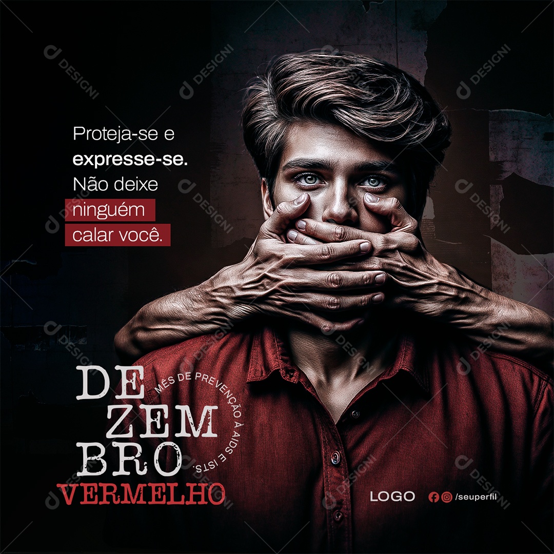 Dezembro Vermelho Não Deixe Ninguem Calar Você Media PSD Editável