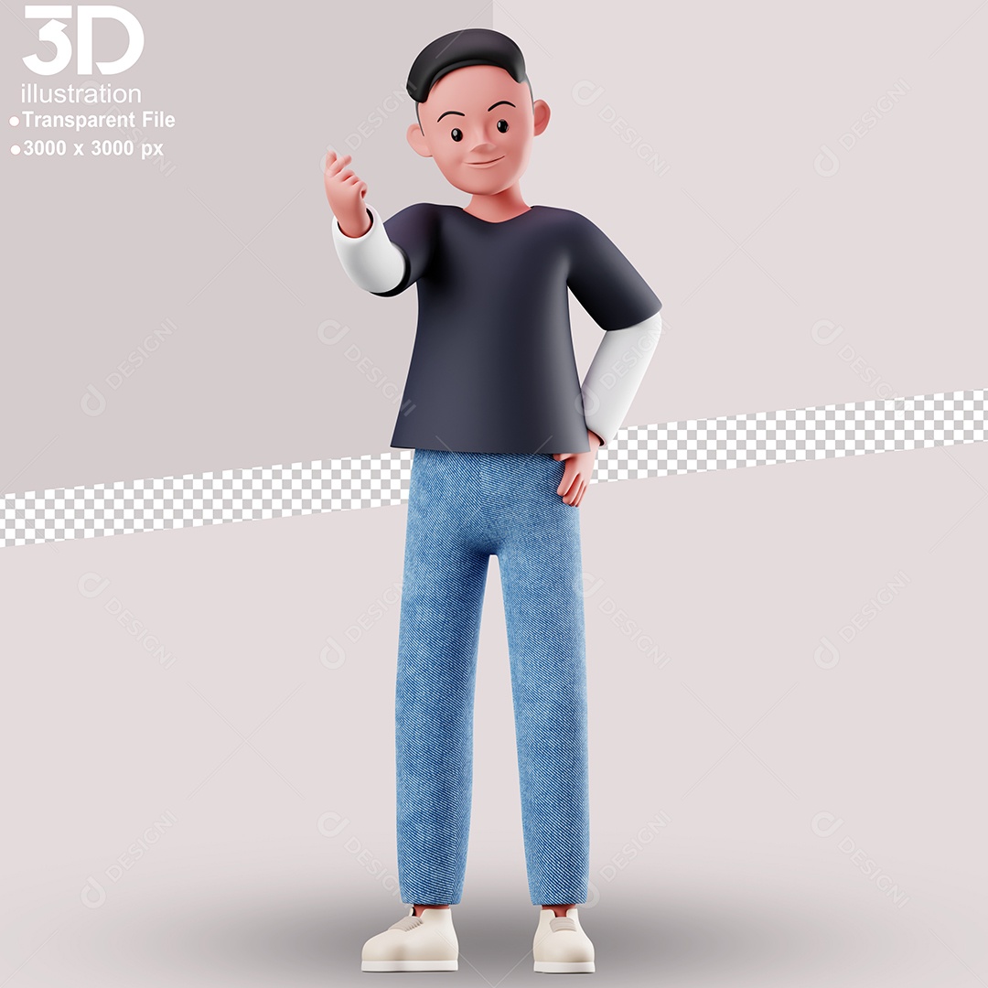 Personagem Fazendo SInal de Dinheiro Elemento 3D para Composição PSD