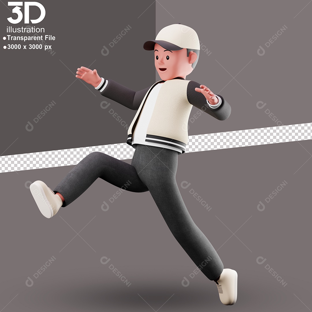 Personagem Pulando Algo Elemento 3D para Composição PSD