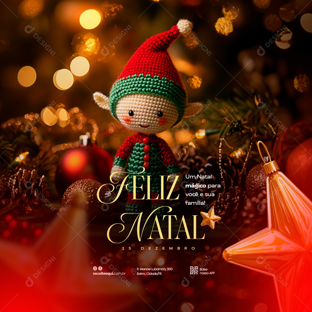 Feliz Natal 25 de Dezembro Um Natal Mágico Social Media PSD Editável