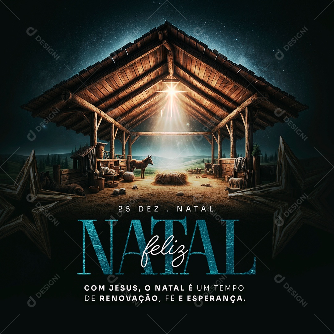 Feliz Natal Que a Graça de Jesus Renove Sua Fé Media PSD Editável