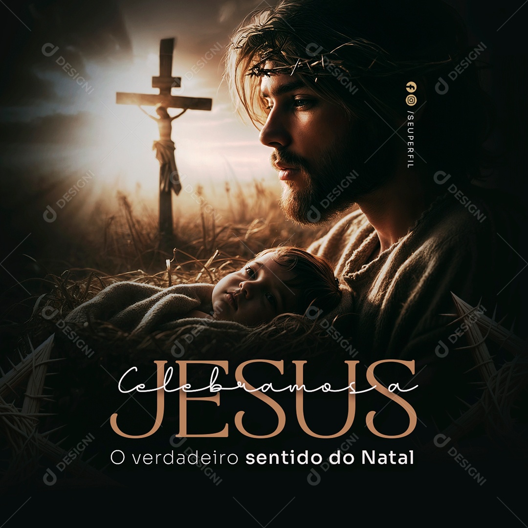 Feliz Natal Jesus o Verdadeiro Significado Do Natal Media PSD Editável