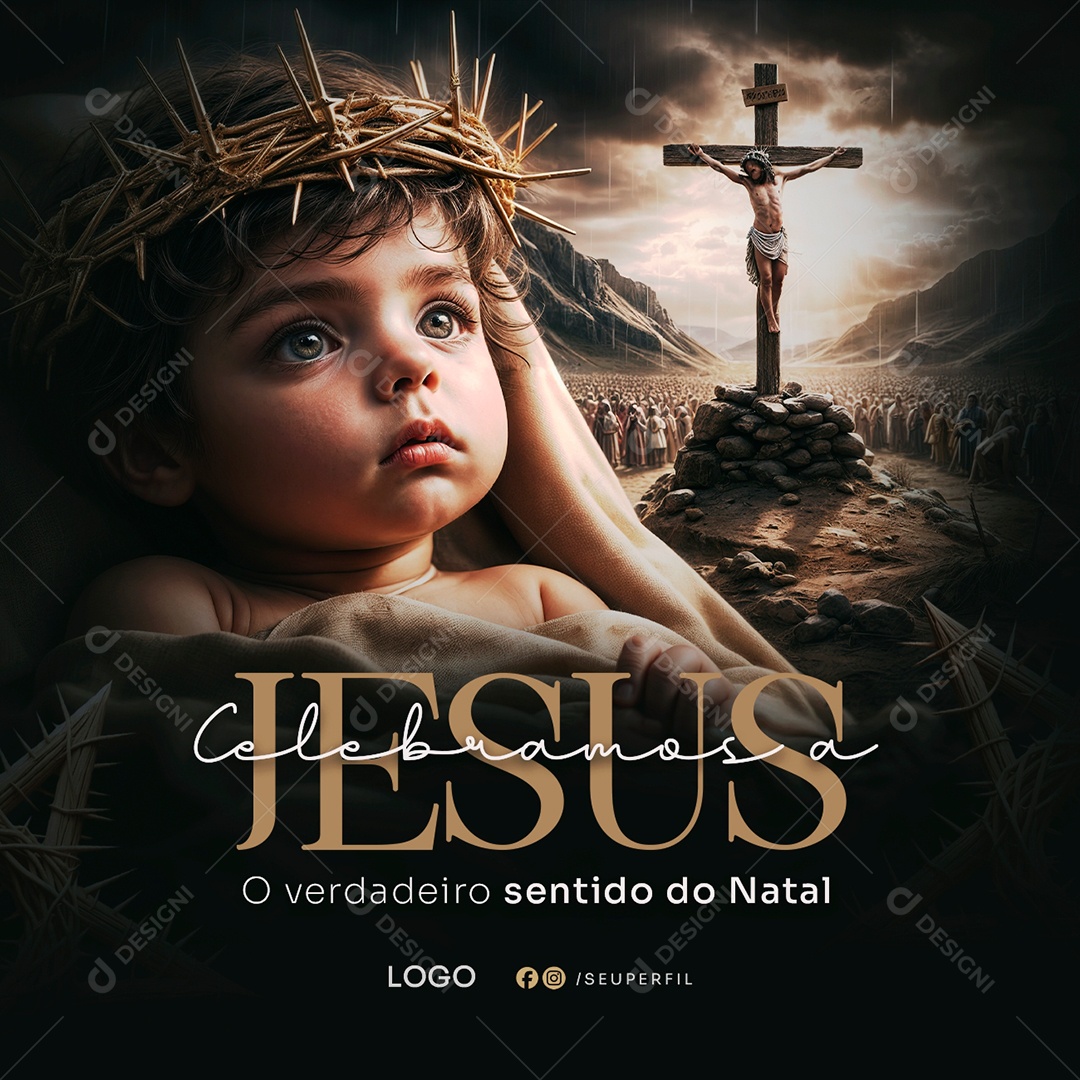 Feliz Natal Jesus o Verdadeiro Sentido Do Natal Media PSD Editável