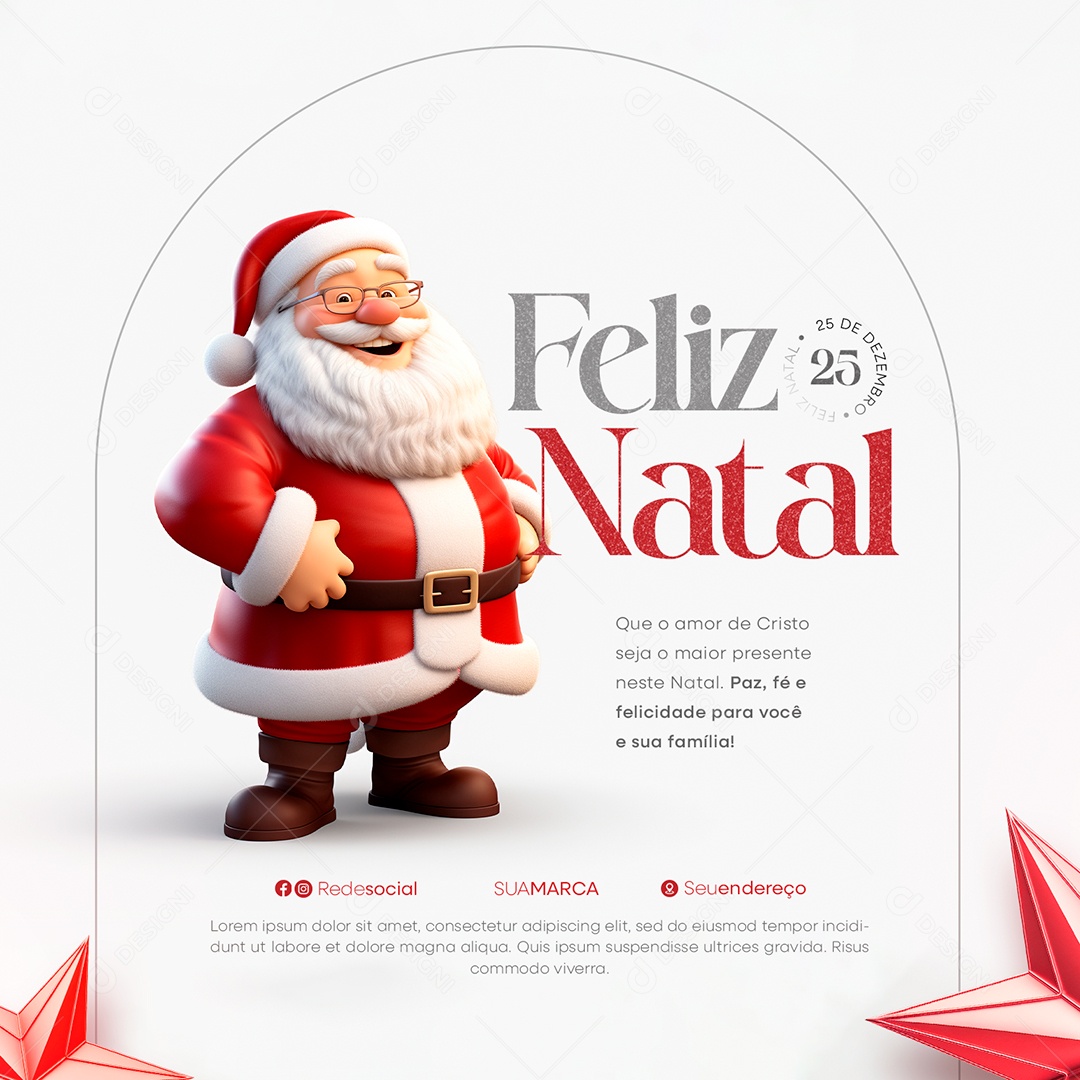 Feliz Natal 25 de Dezembro Social Media PSD Editável