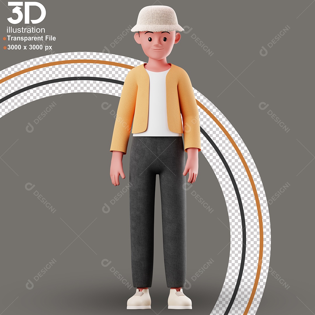 Personagem Em Pé Elemento 3D para Composição PSD
