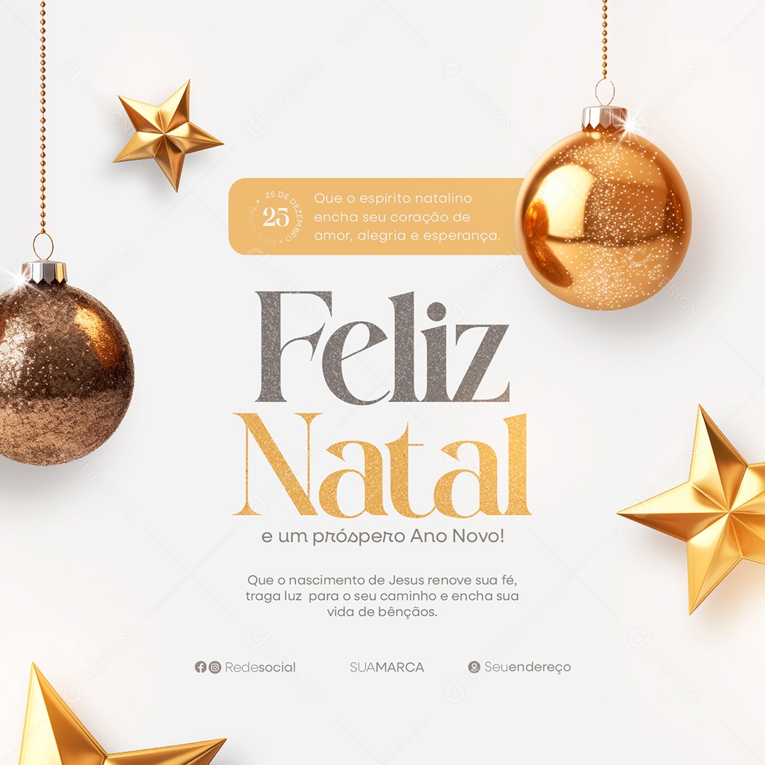 Feliz Natal 25 de Dezembro Social Media PSD Editável