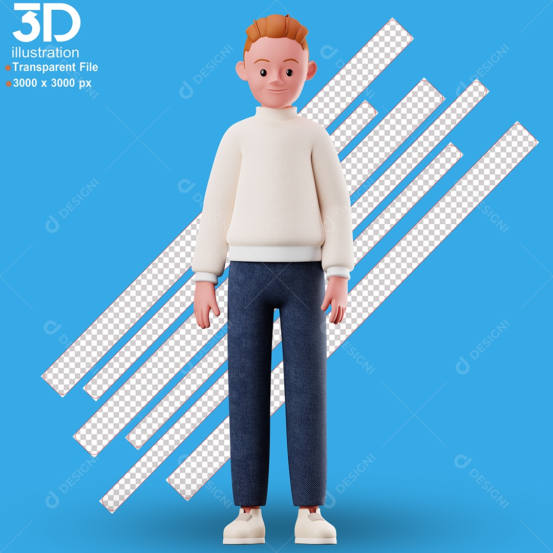 Personagem Em Pé Elemento 3D para Composição PSD