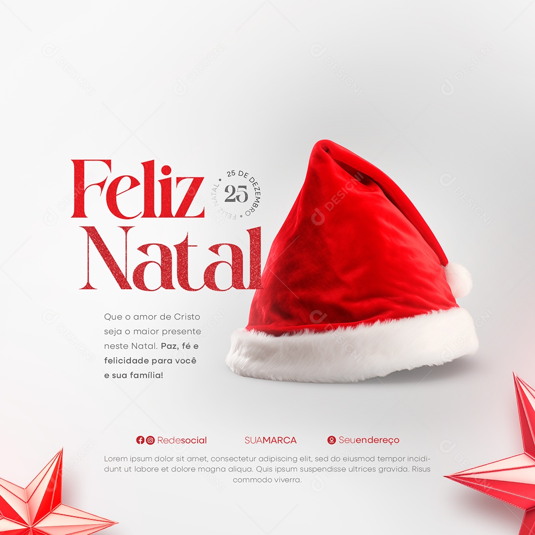 Feliz Natal 25 de Dezembro Paz Fé e Felicidade Social Media PSD Editável