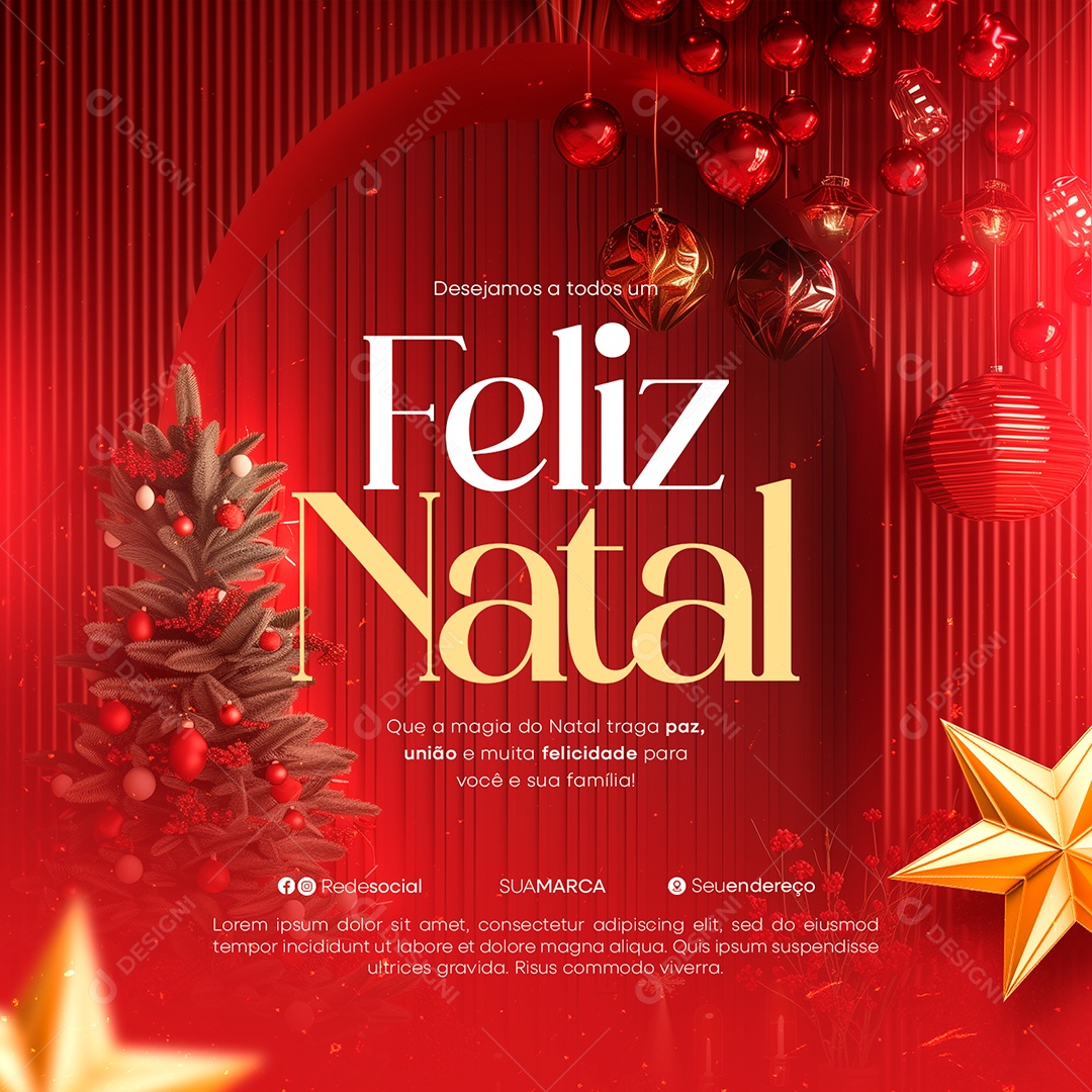 Feliz Natal 25 de Dezembro Social Media PSD Editável