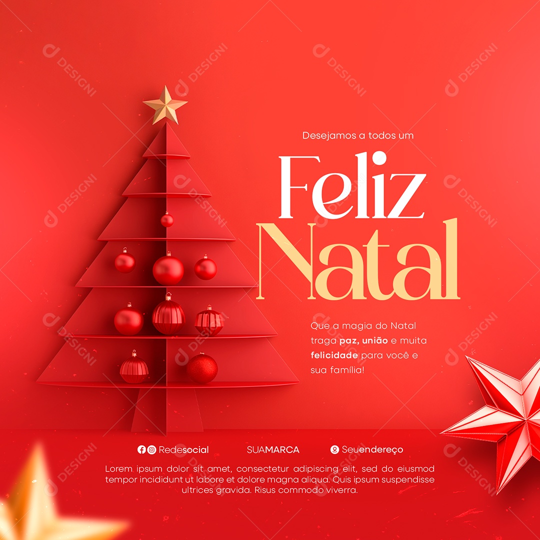 Feliz Natal 25 de Dezembro Felicidade Social Media PSD Editável