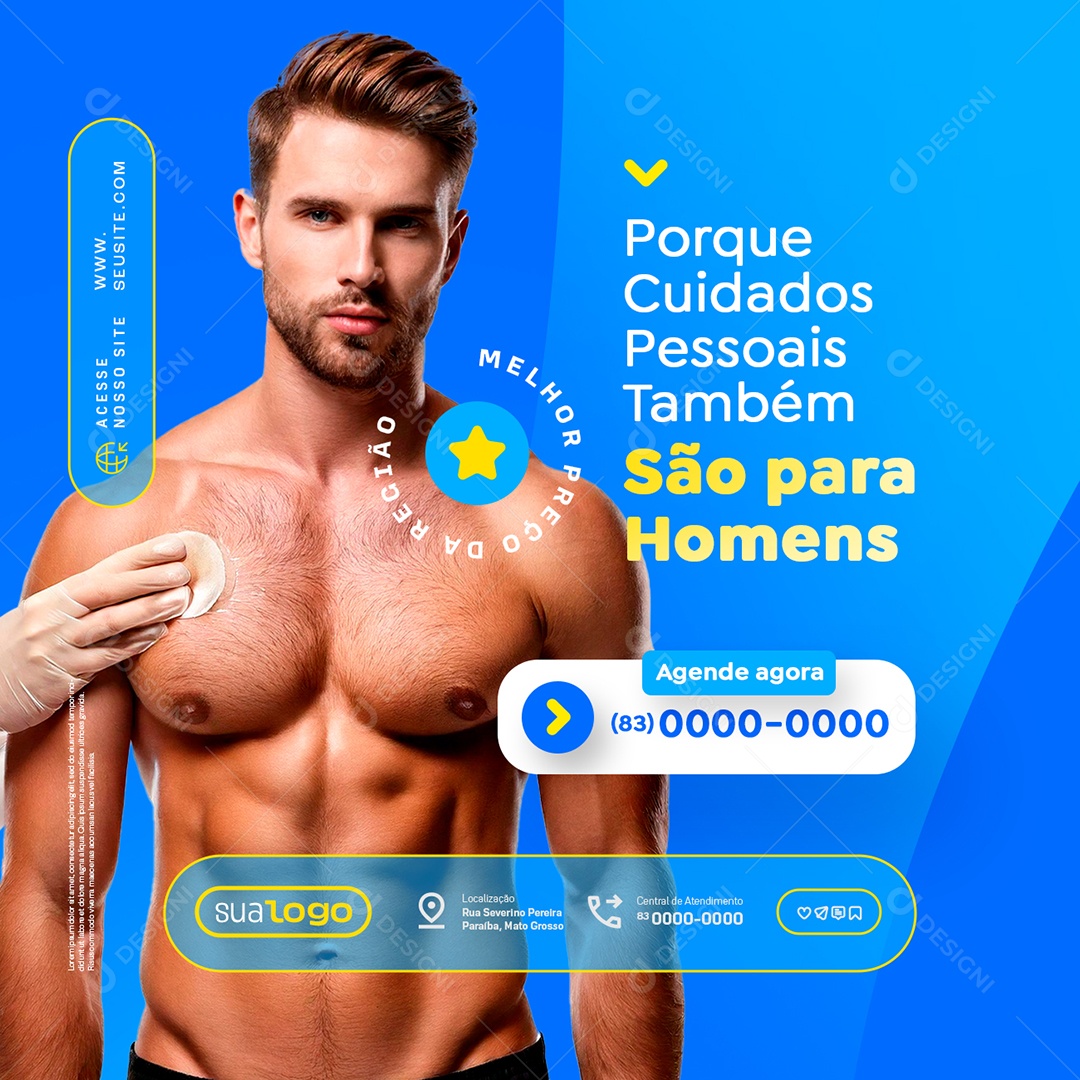 Depilação Masculina Melhor Preço Social Media PSD Editável