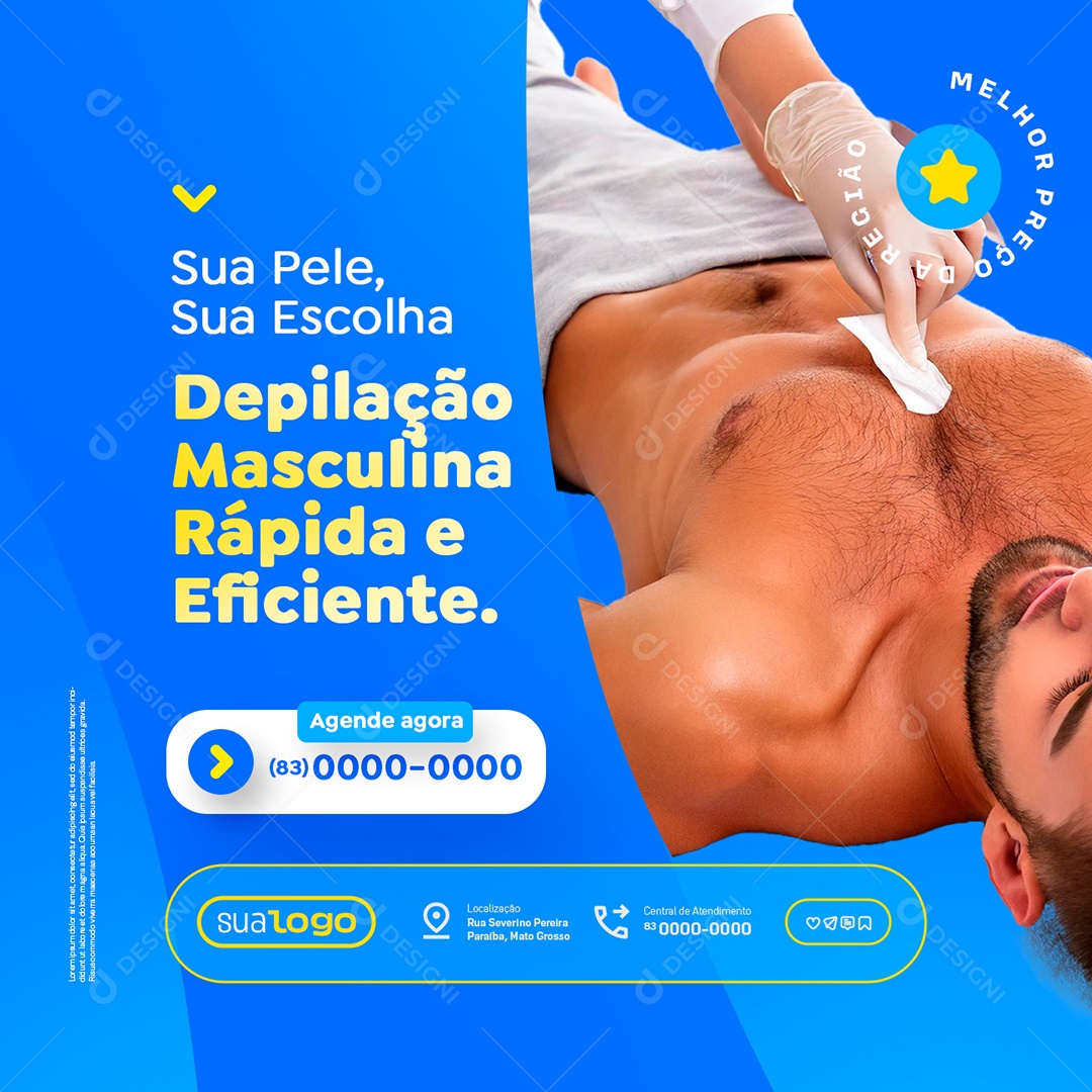 Social Media Depilação Masculina Sua Pele Sua Escolha PSD Editável