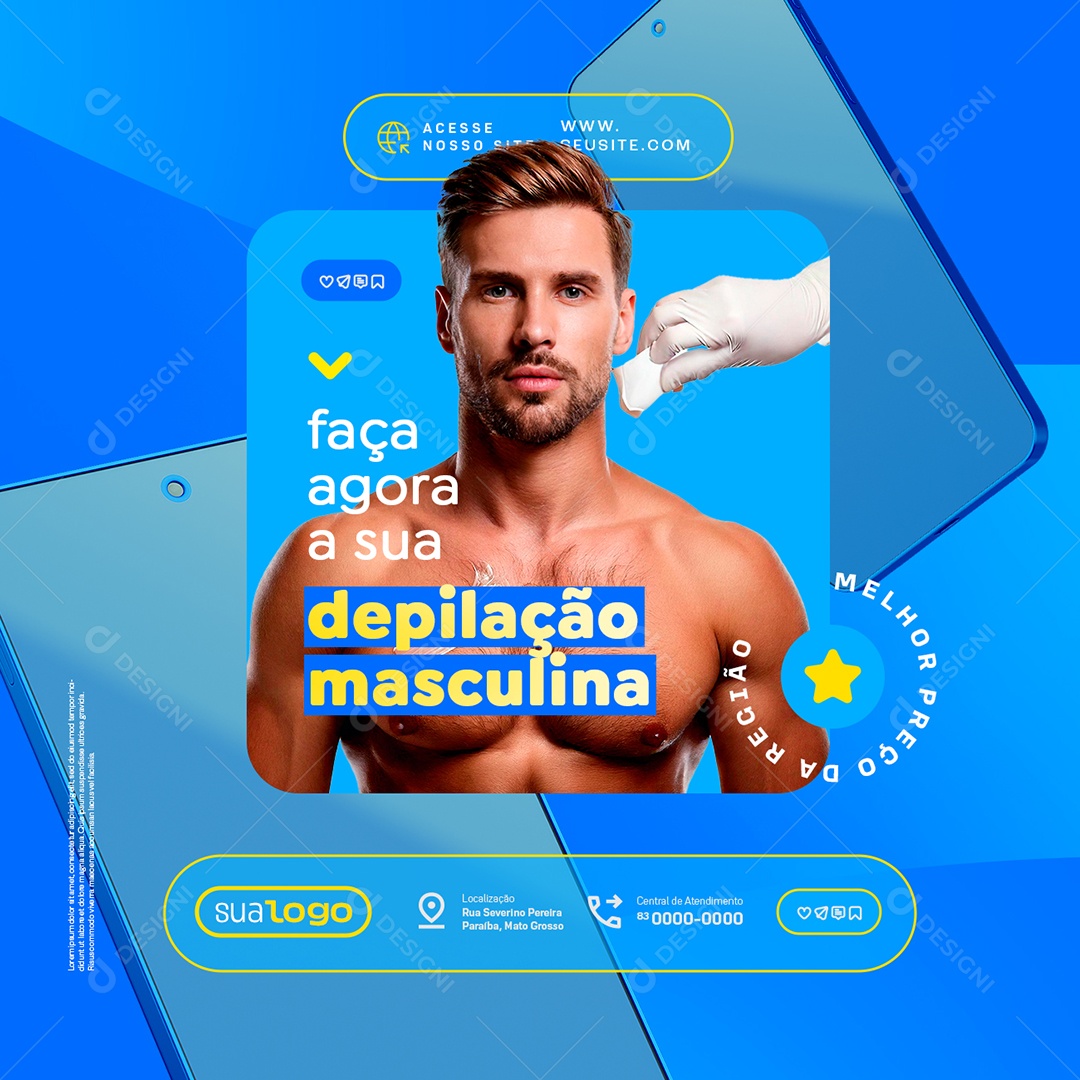 Faça Agora a Sua Depilação Masculina Social Media PSD Editável