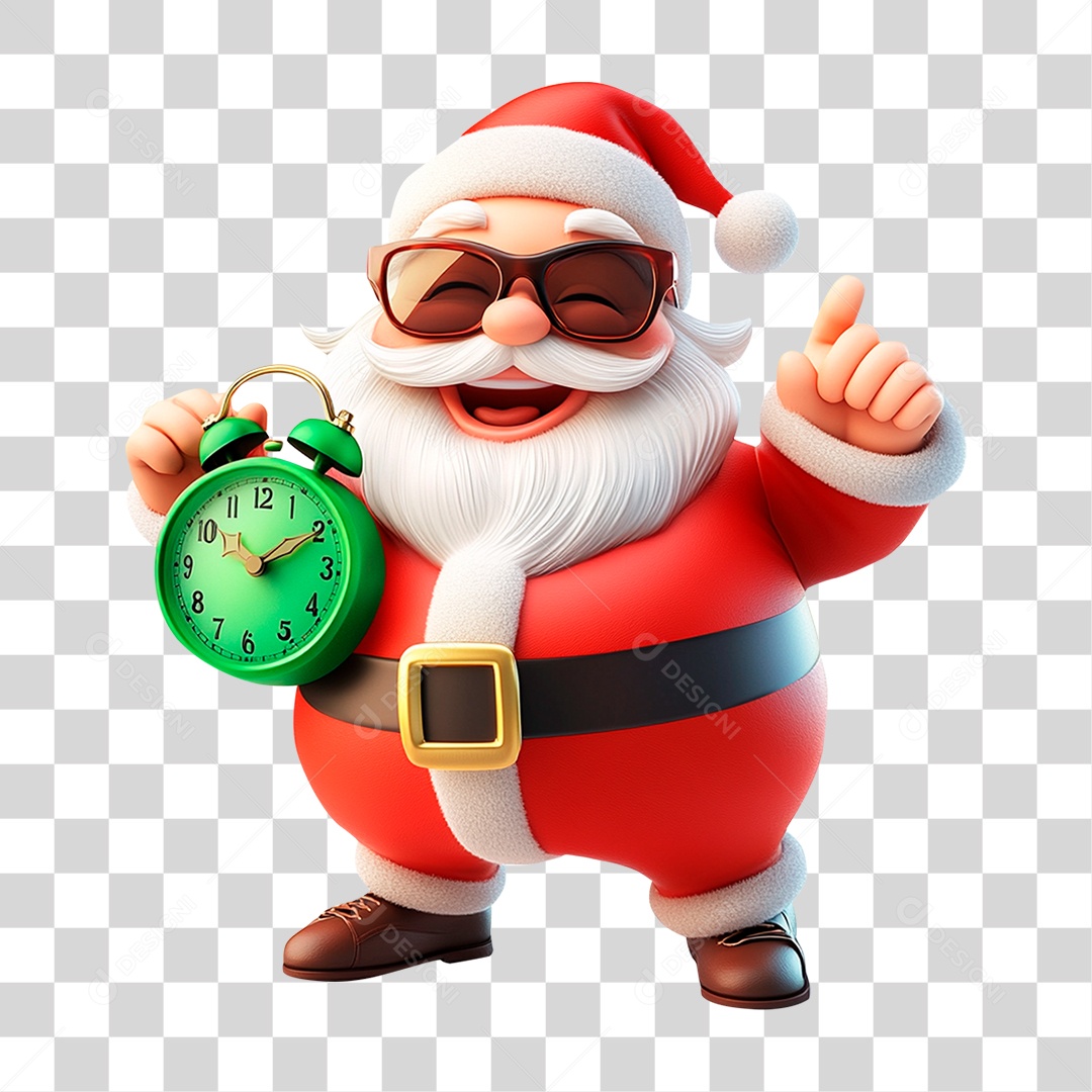 Papai Noel com Despertador PNG Transparente