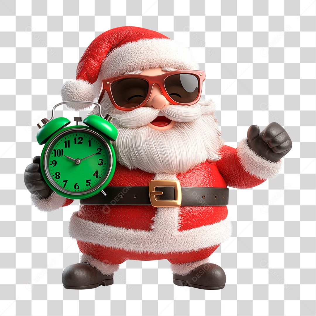 Papai Noel com Despertador PNG Transparente