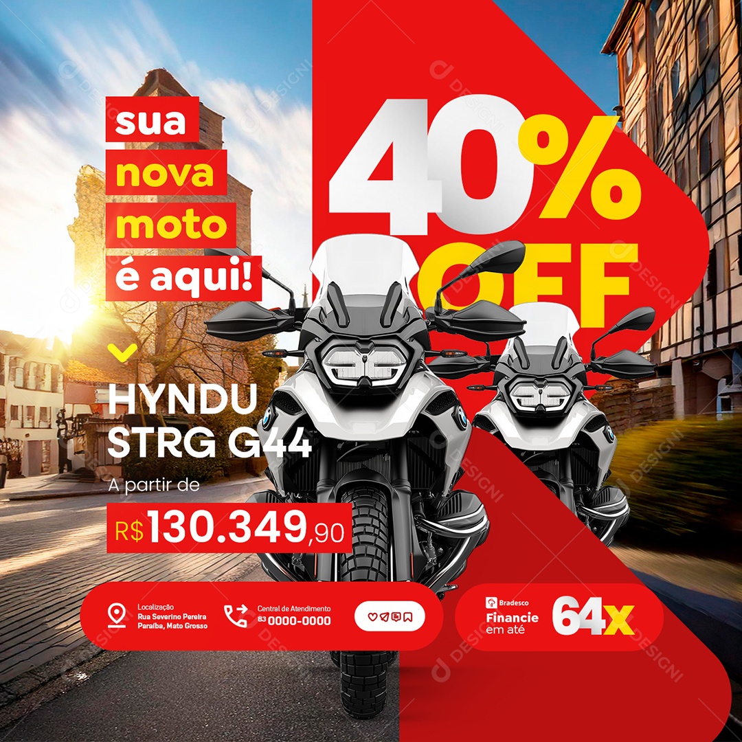 Concessionária de Motos Sua Nova Moto é Aqui Social Media PSD Editável