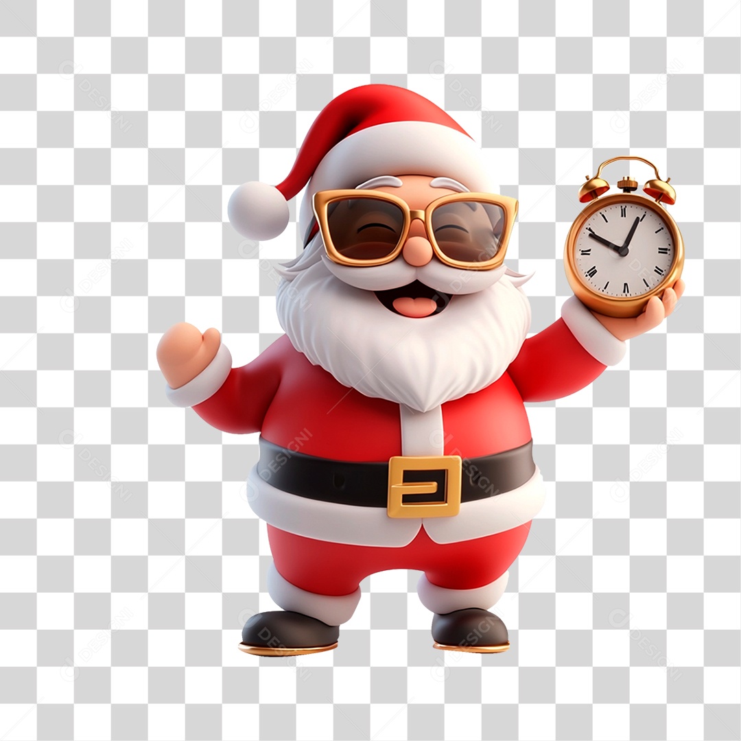 Papai Noel com Despertador PNG Transparente