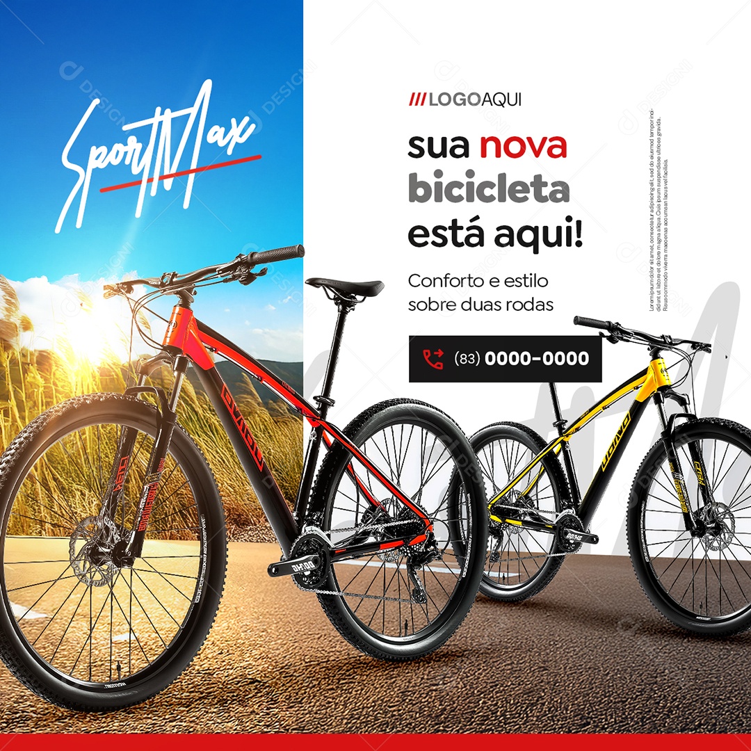 Bicicletaria Sua Nova Bicicleta Está Aqui Social Media PSD Editável