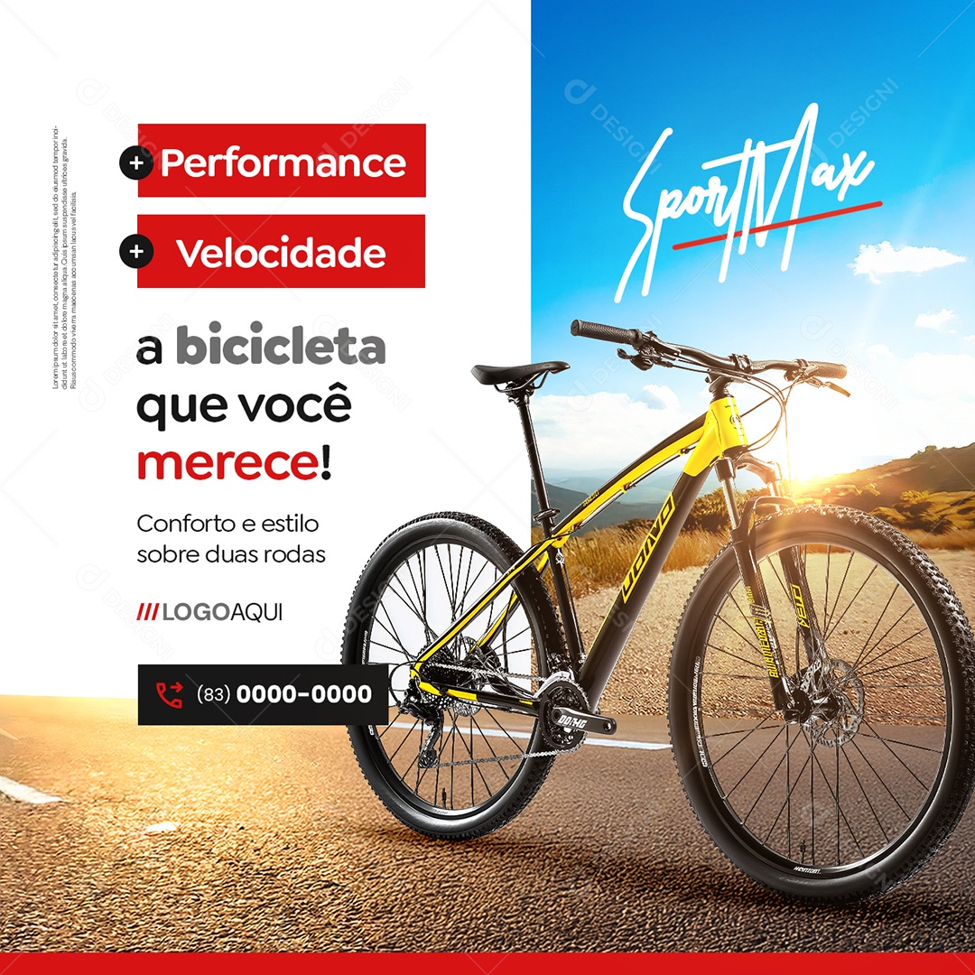 Bicicletaria a Bicicleta Que Você Merece Social Media PSD Editável