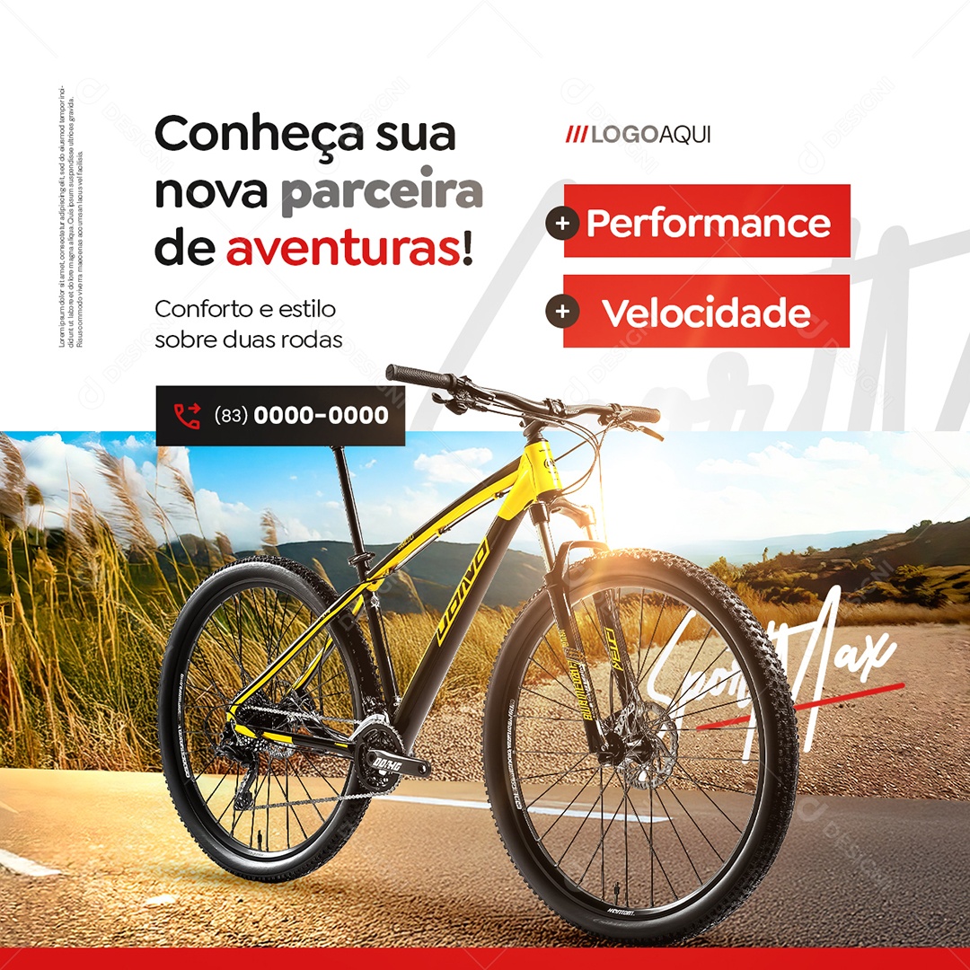 Bicicletaria Bicicleta Performance Velocidade Social Media PSD Editável