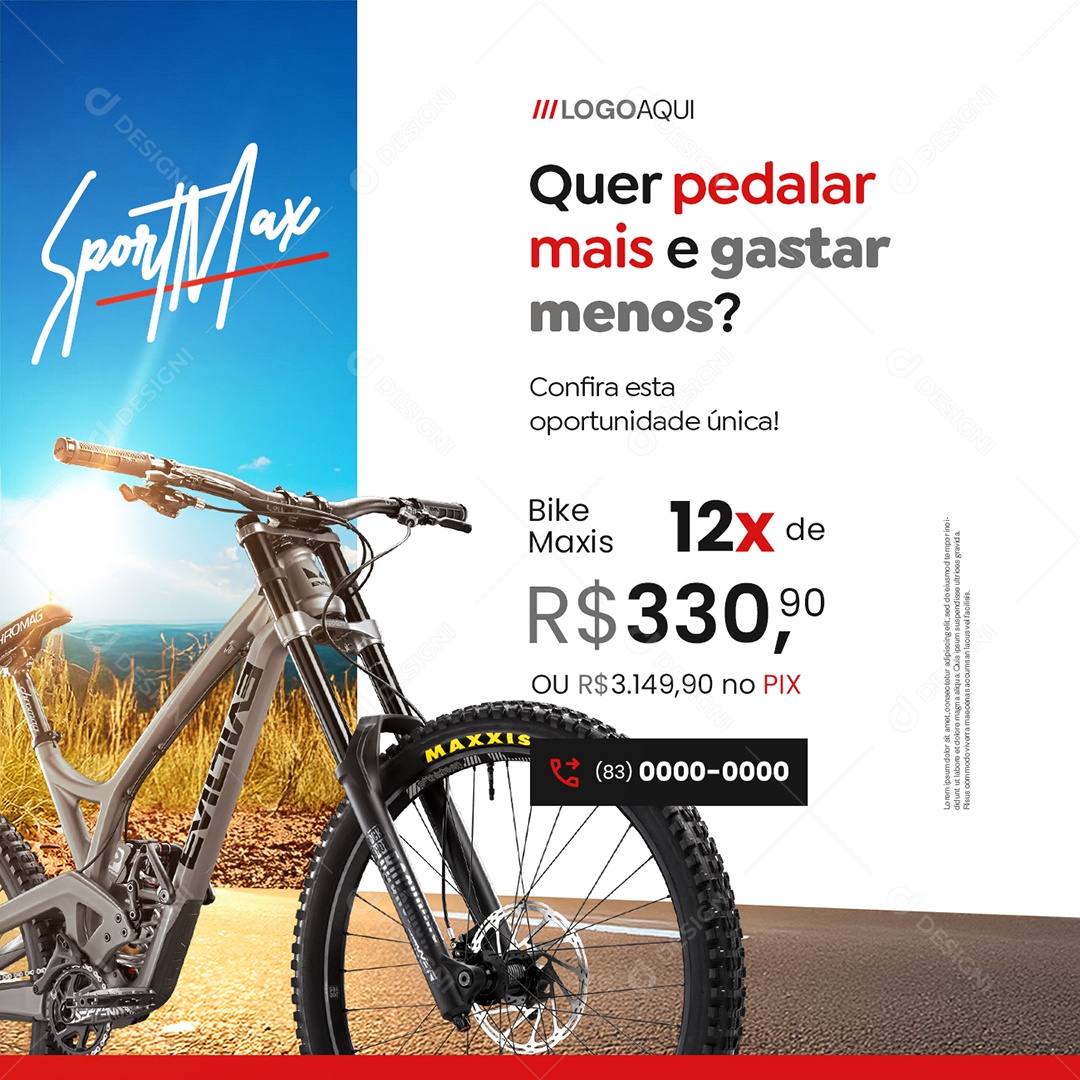 Social Media Bicicletaria Bicicleta Quer Pedalar Mais e Gastar Menos PSD Editável