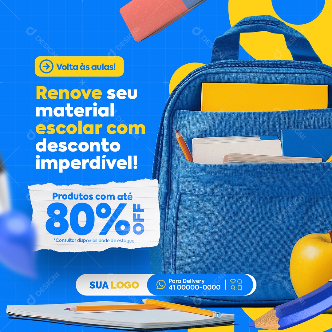 Stationery Return to Classes Renew your School Material Social Media PSD Editable