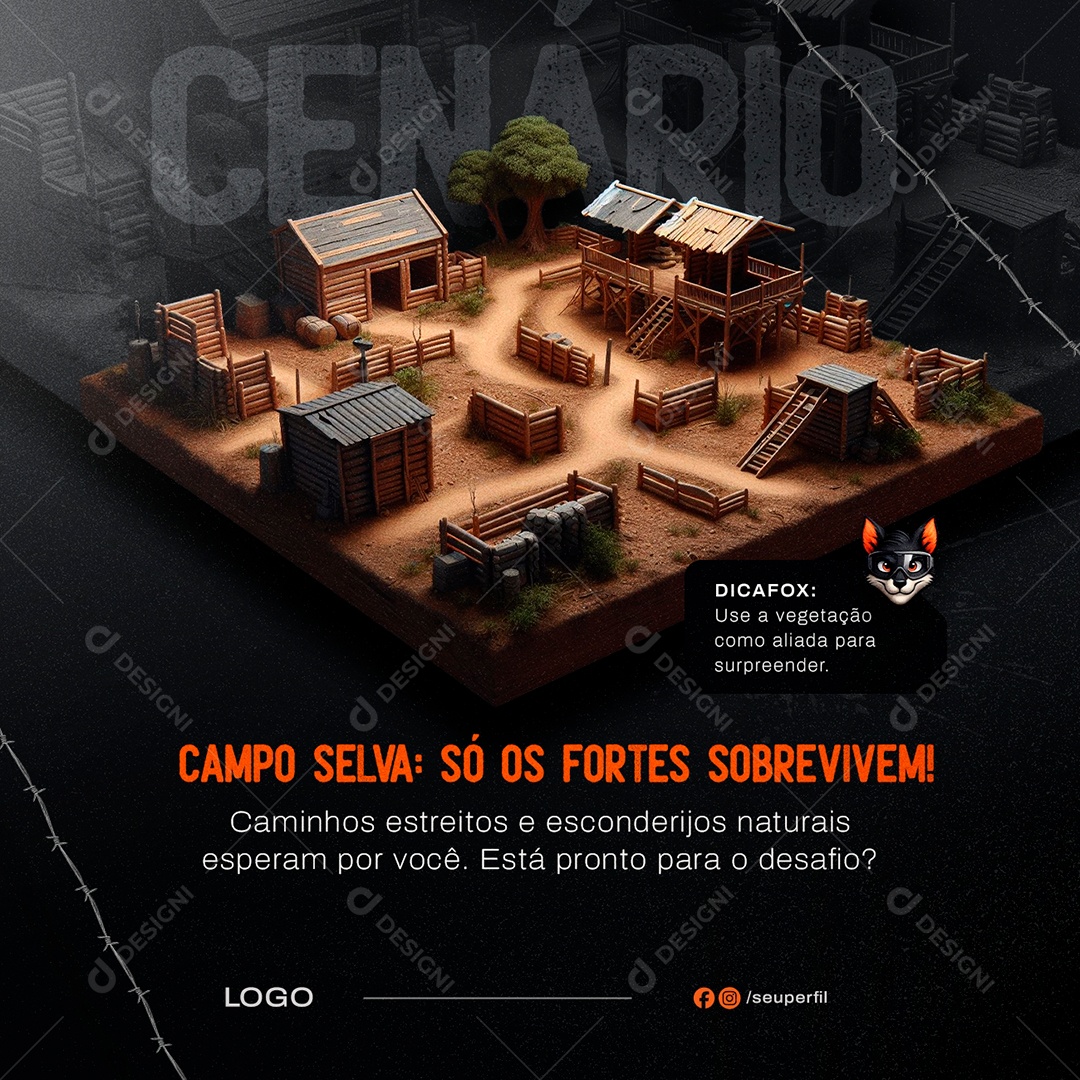 Desafio Em Meio a Esconderijos Naturais Social Media PSD Editável