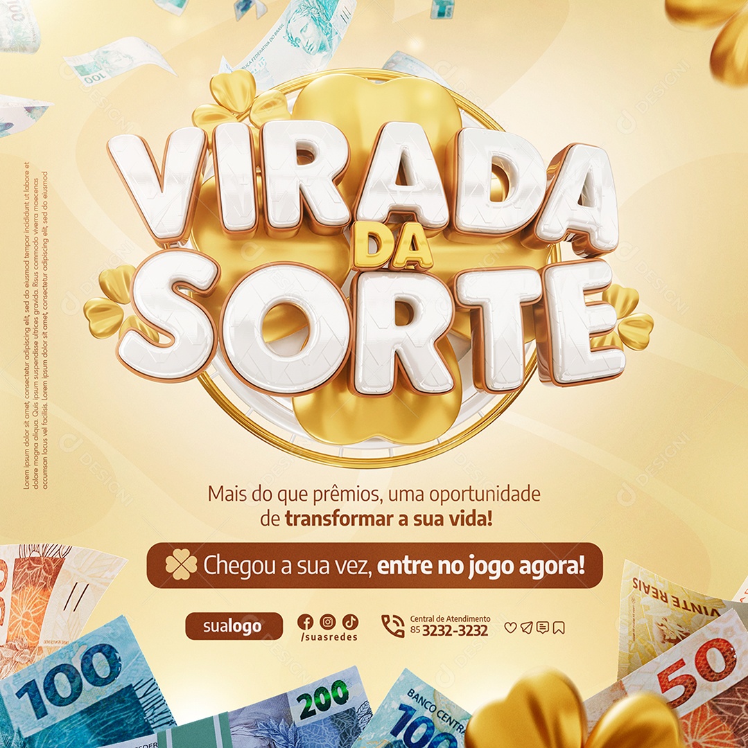 Virada da Sorte Mais do Que Prêmios Social Media PSD Editável