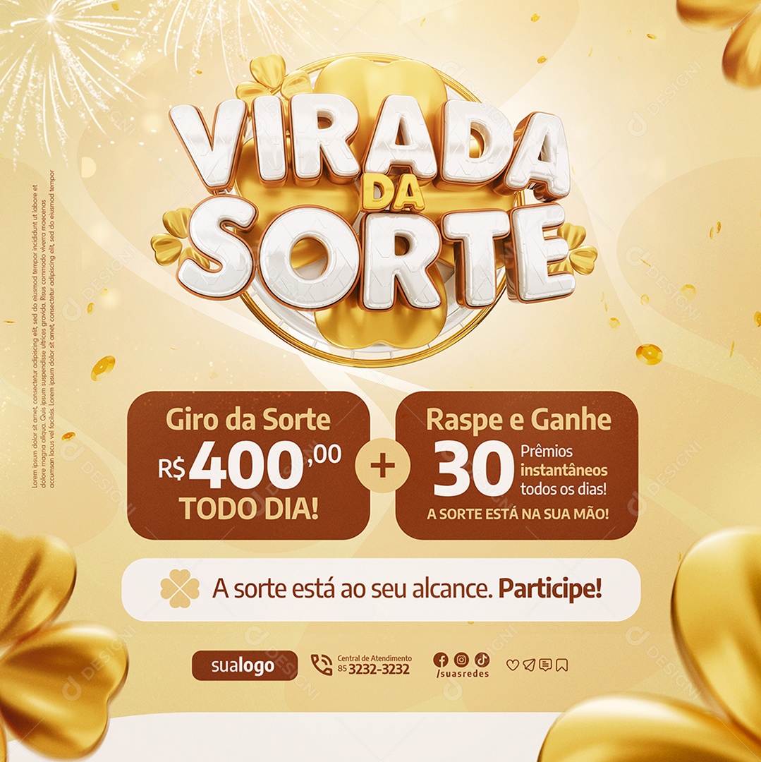 Virada da Sorte Giro da Sorte Social Media PSD Editável