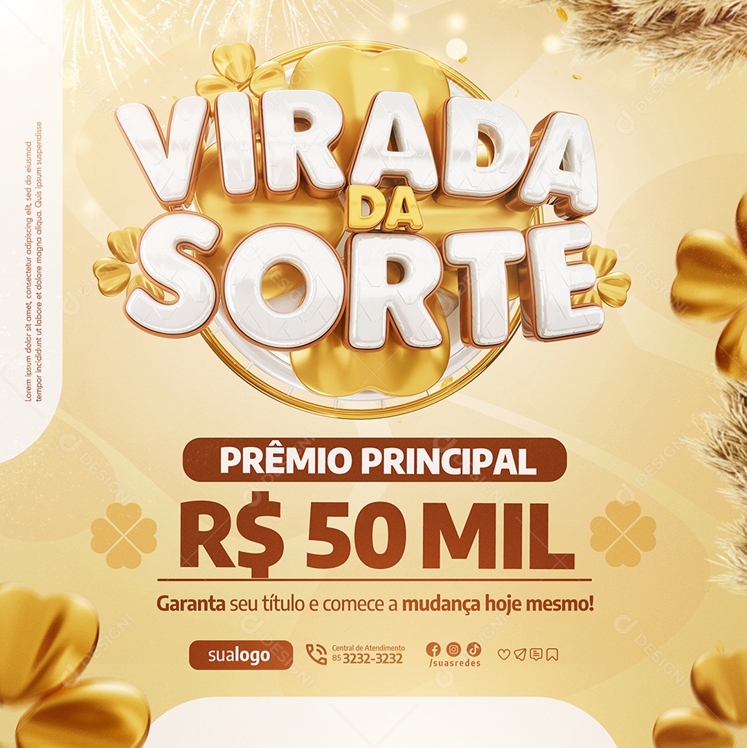 Virada da Sorte Prêmio Principal Social Media PSD Editável