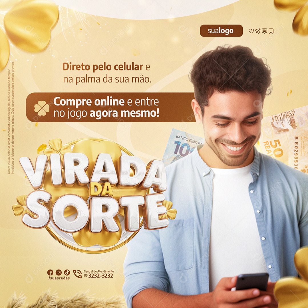 Virada da Sorte Compre Online Social Media PSD Editável