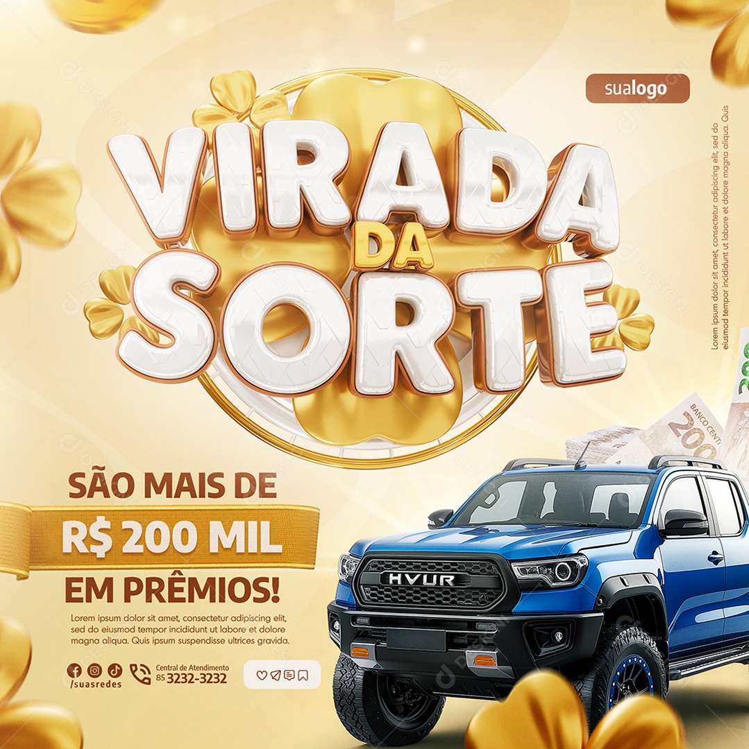 Virada da Sorte Prêmios Social Media PSD Editável