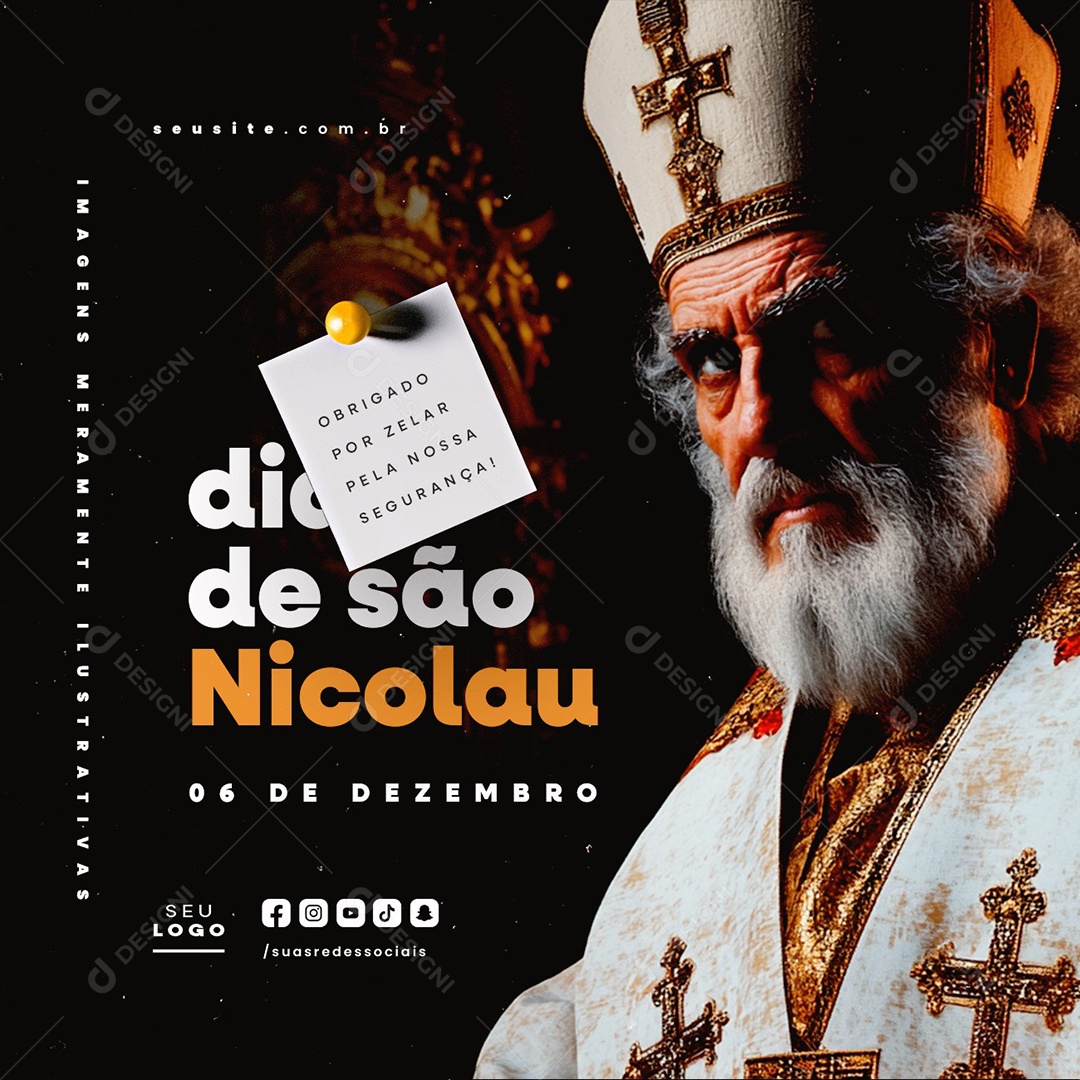 Dia de São Nicolau 06 de Dezembro Social Media PSD Editável