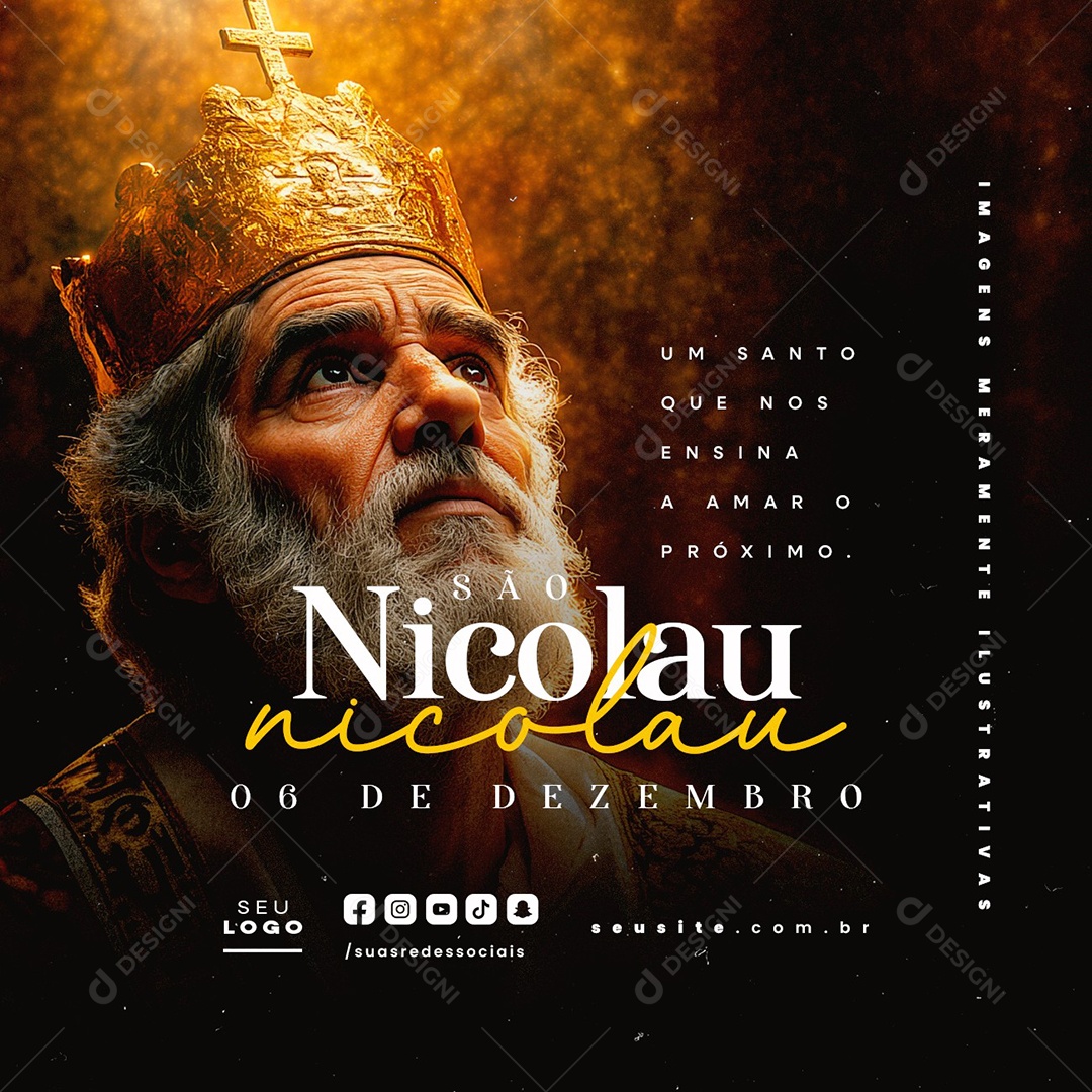 Dia de São Nicolau 06 de Dezembro Um Santo Social Media PSD Editável