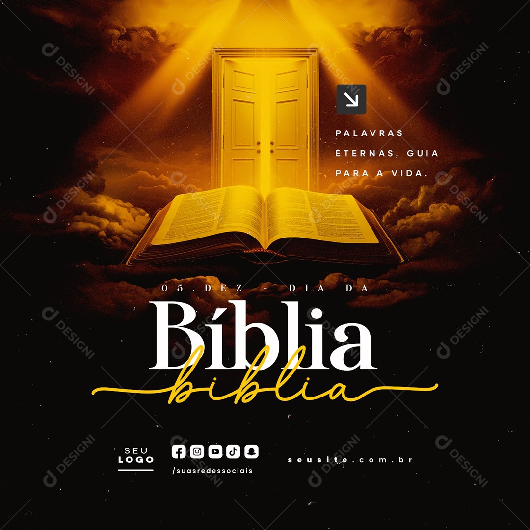 Dia da Bíblia 05 de Dezembro Palavras Eternas Social Media PSD Editável