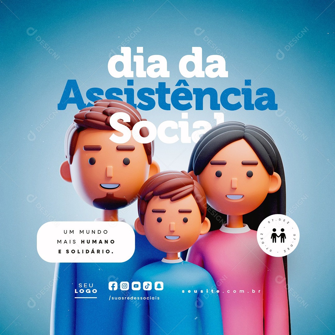 Social Media Dia da Assistência Social 07 de Dezembro PSD Editável