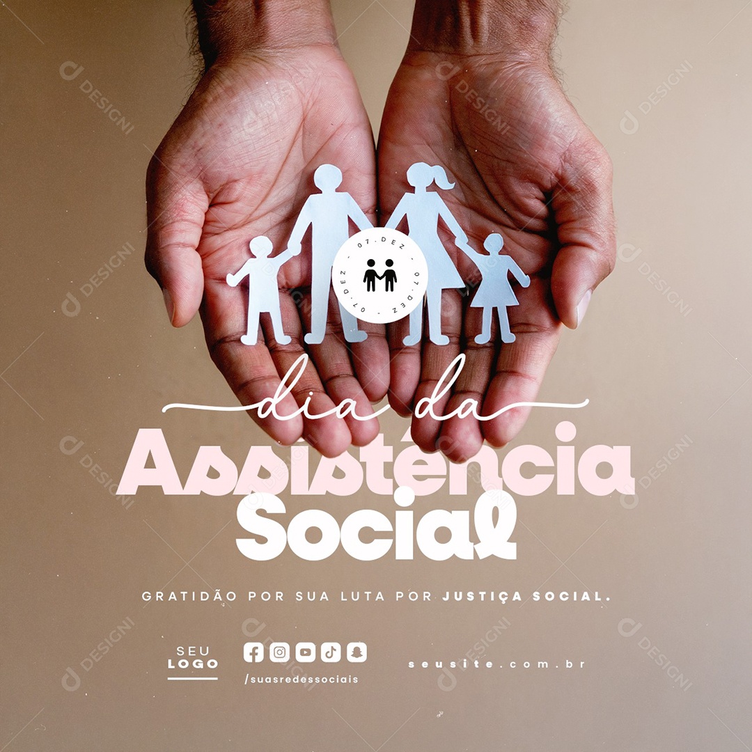 Dia da Assistência Social 07 de Dezembro Social Media PSD Editável