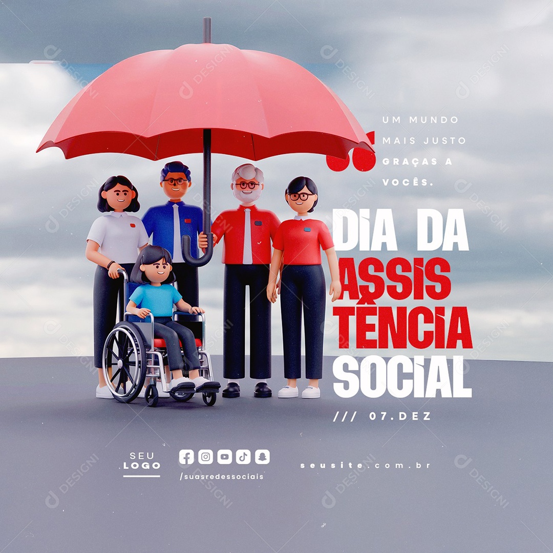 Dia da Assistência Social 07 de Dezembro Social Media PSD Editável