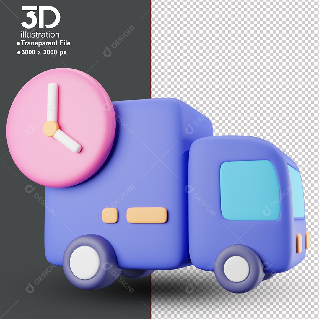 Caminhão de Entregas Elemento 3D para Composição PSD