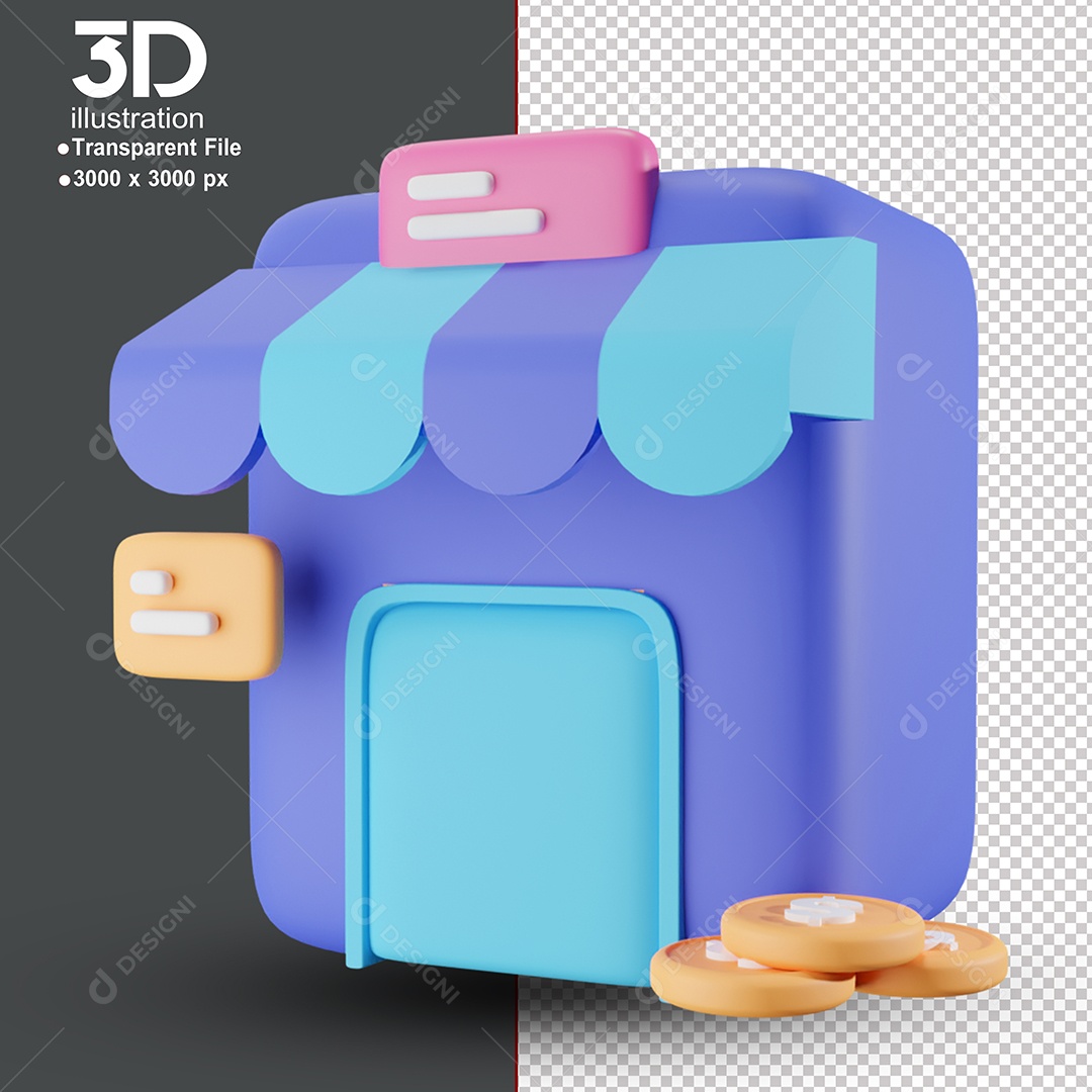 Ícone de Supermercado Elemento 3D para Composição PSD