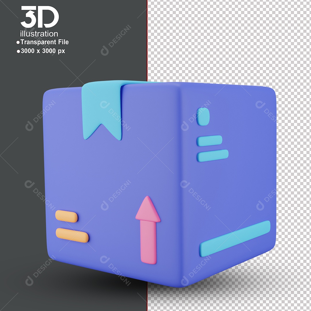 Ícone Caixa de Encomenda Elemento 3D para Composição PSD