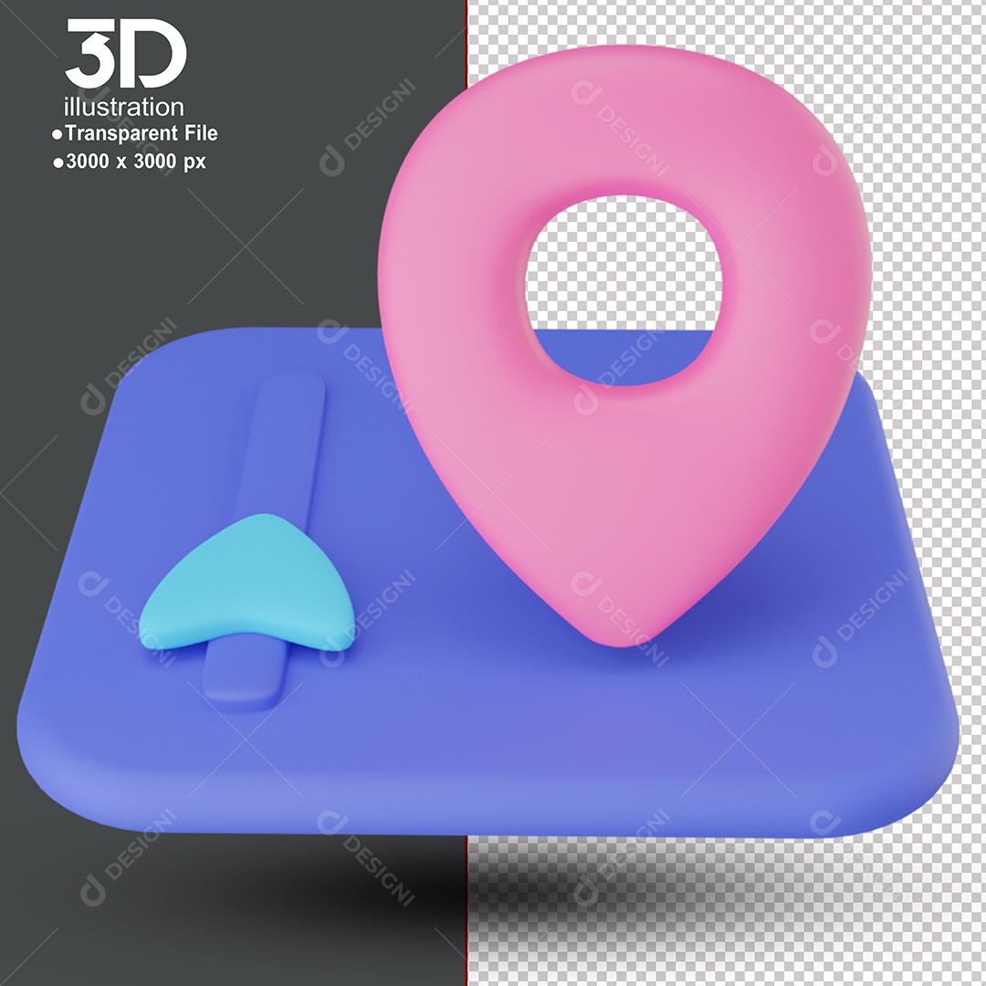Ícone de Localização Elemento 3D para Composição PSD