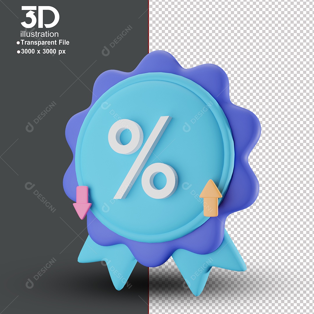 Ícone Medalha Com Símbolo de Desconto 3D Para Composição PSD