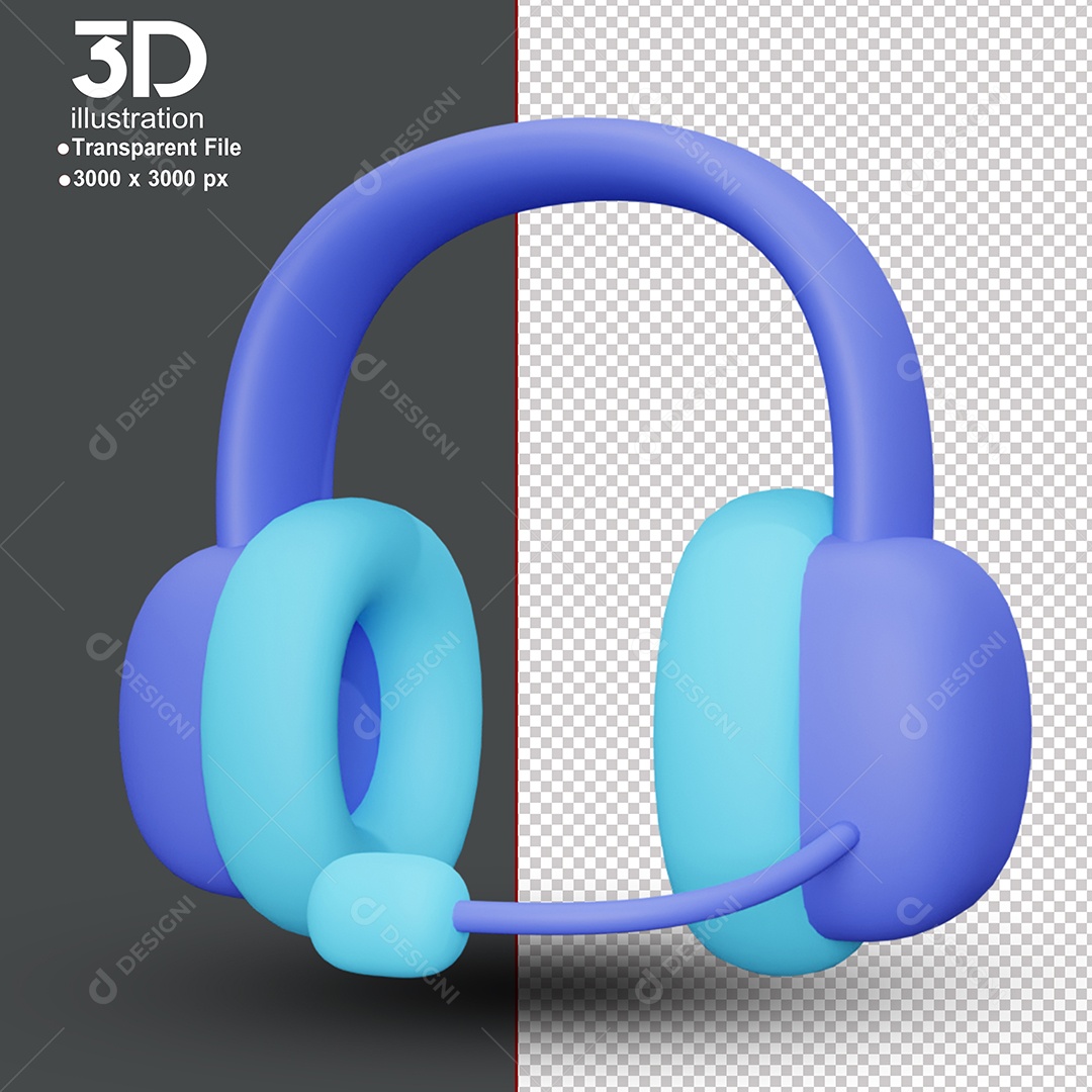 Ìcone de Fones de Ouvido 3D Para Composição PSD