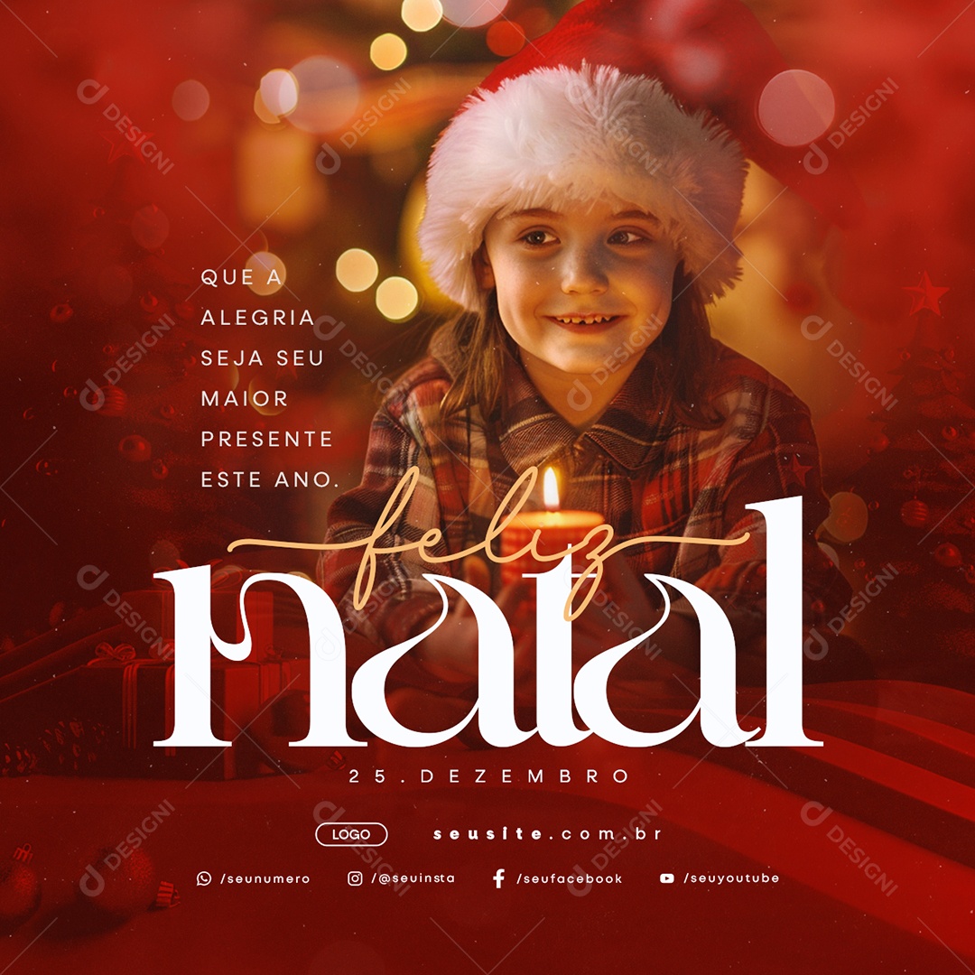 Feliz Natal 25 de Dezembro Social Media PSD Editável